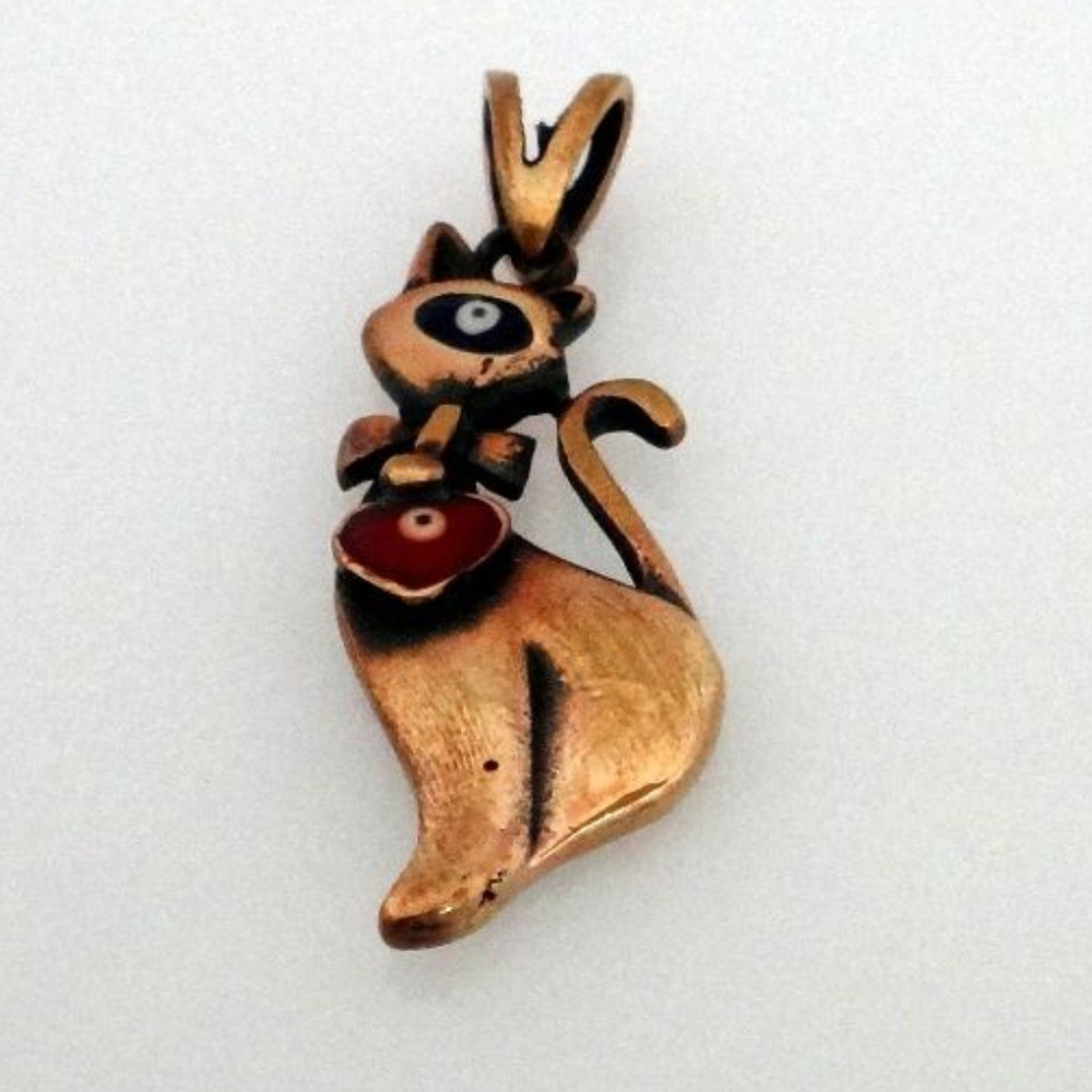 Hand made Aged copper necklace Kitty